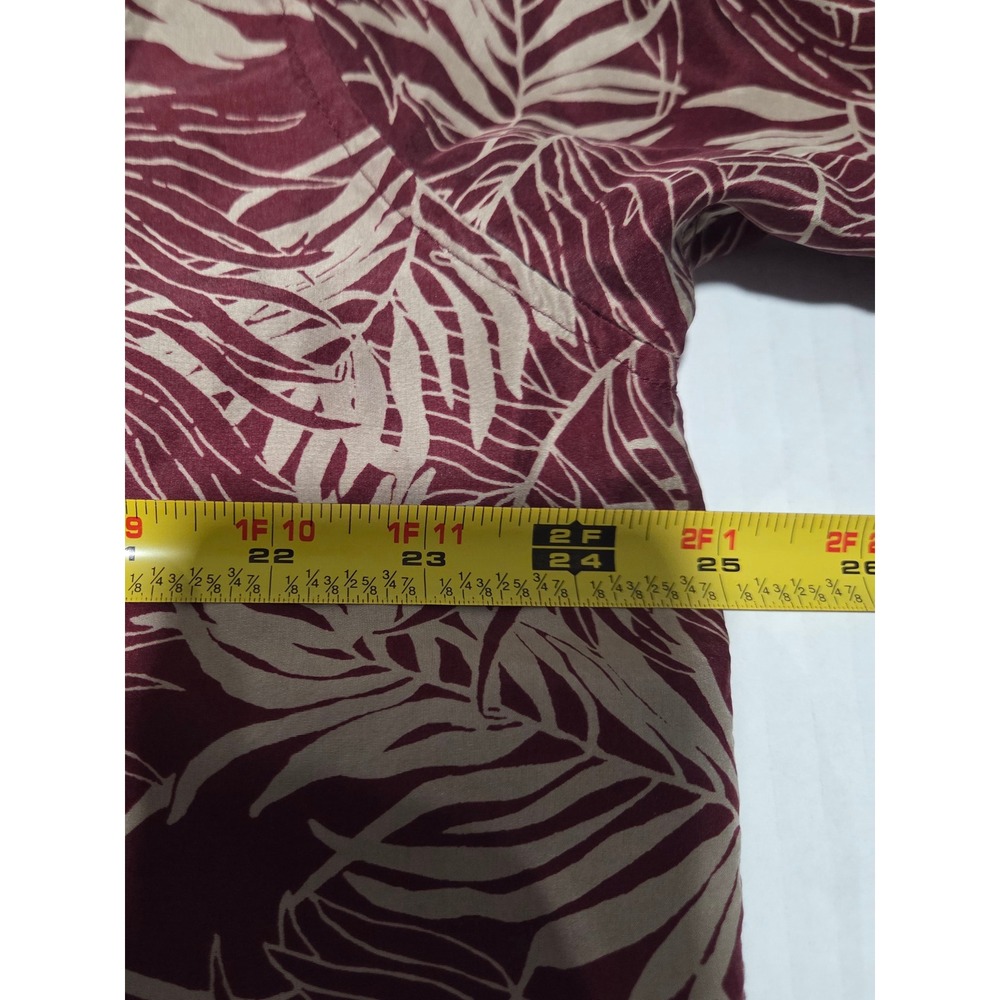 Firethorn Mens Silk Tropical Leaf Print Short Sleeve Button Up Shirt XL - Picture 6 of 7